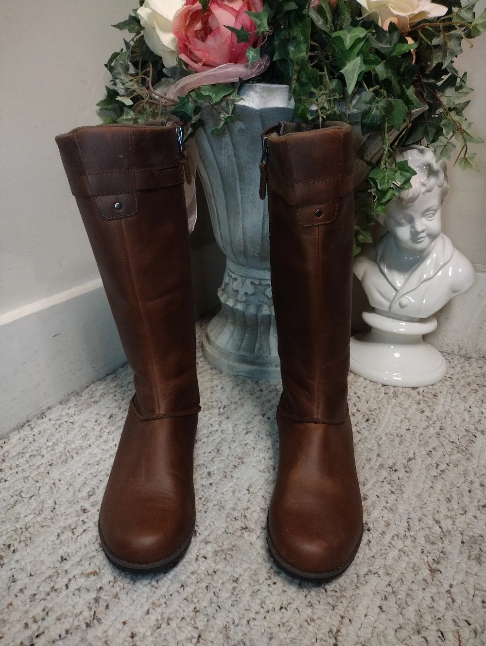 Eddie Bauer Dark Brown Waterproof Leather Trace Tall Boots - Picture 4 of 10